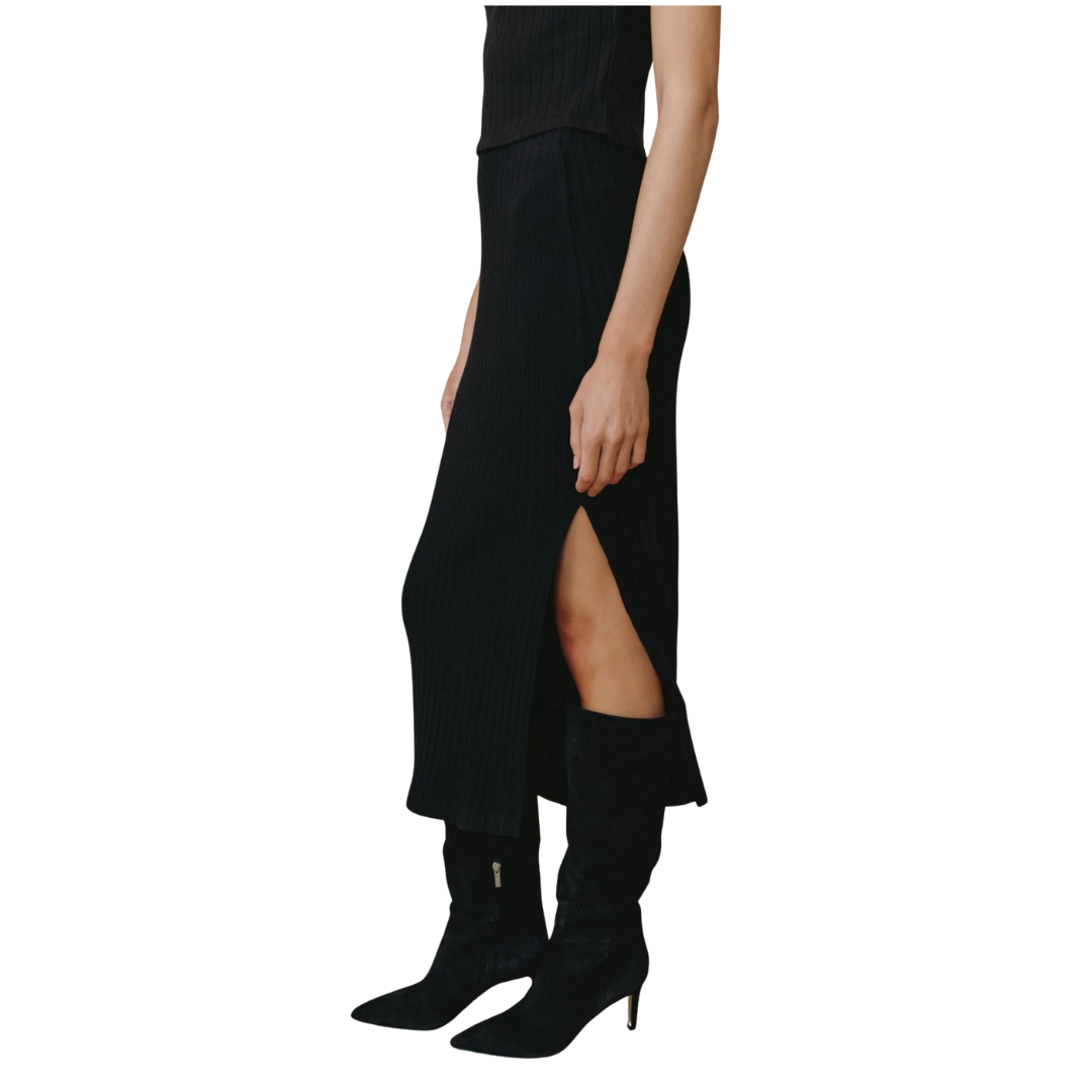 CLEAN WAIST KNIT SKIRT BLACK