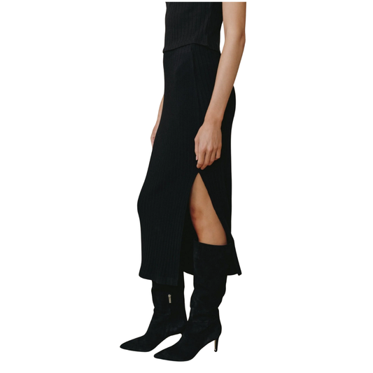 CLEAN WAIST KNIT SKIRT BLACK