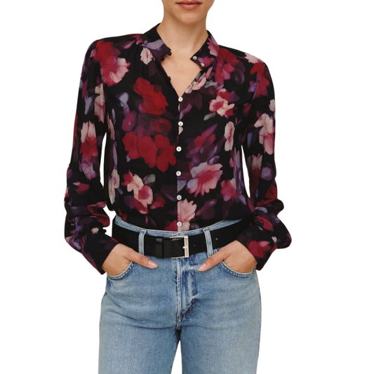 LONG SLEEVE ESHIRRED BUTTONDOWN BLOUSE