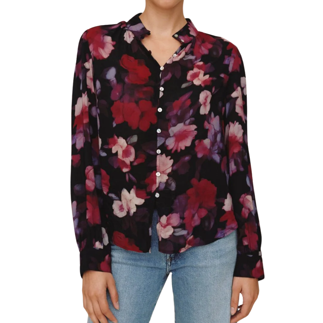 LONG SLEEVE ESHIRRED BUTTONDOWN BLOUSE