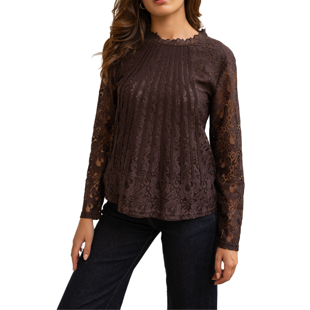 LACE BLOUSE CHOCOLATE