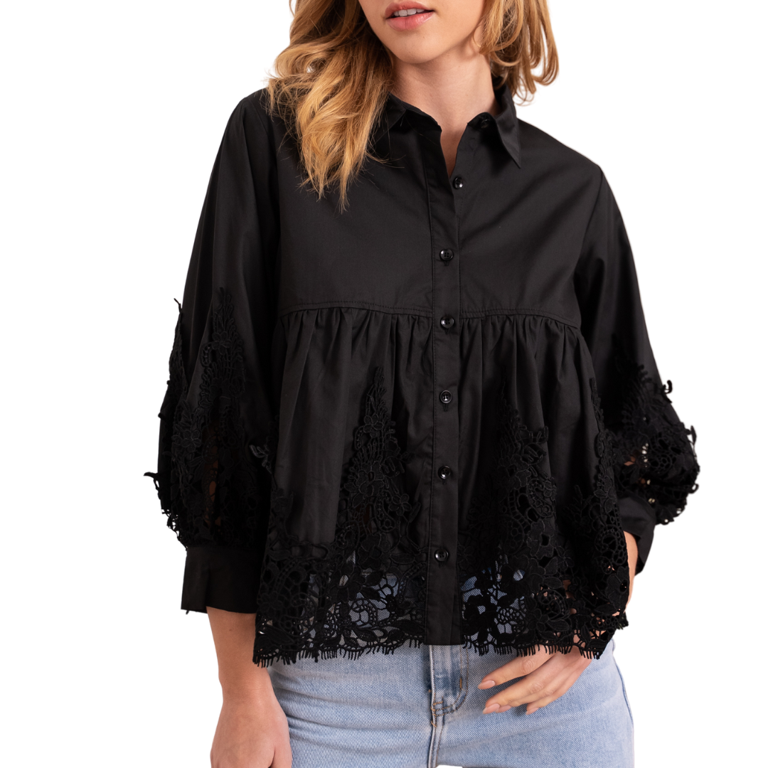 AIMIE LACE SHIRT BLACK