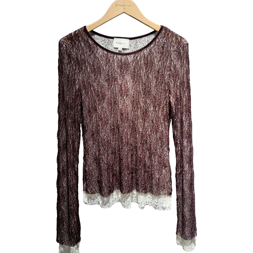 2 IN 1 TWO TONE LACE SHIRT BORDEAUX