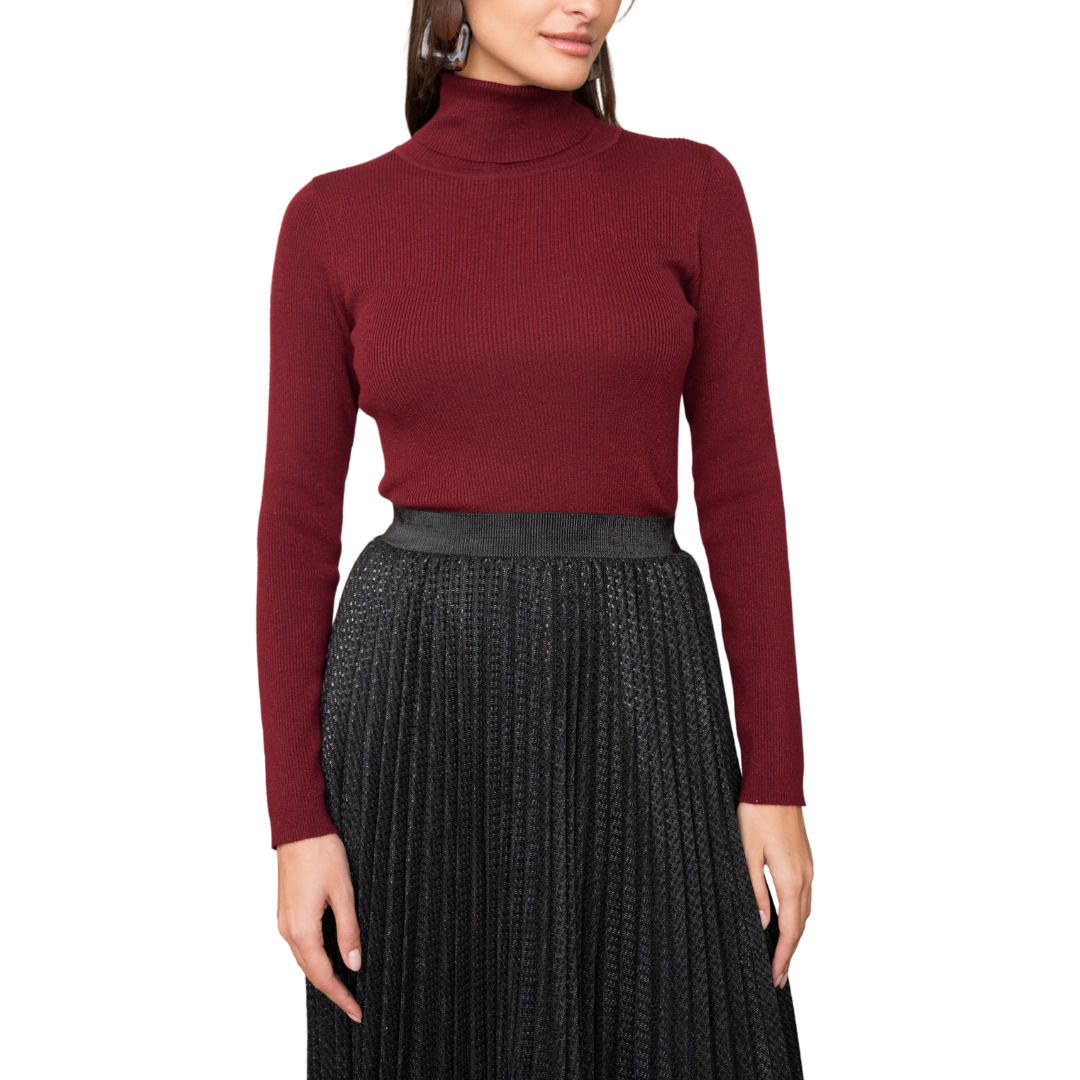 RIBBED TURTLENECK SWEATER BORDEAUX