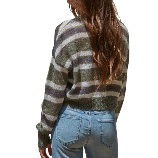 MULTI STRIPE CARDIGAN OLIVE