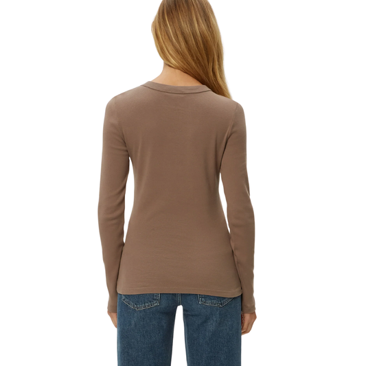 LONG SLEEVE PALMER CROP CREW TEE COBBLESTONE