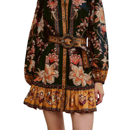 MAJESTIC GARDEN BLACK MINI DRESS