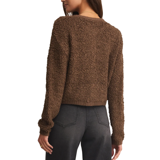 MAXIE FLUFFY CARDIGAN ROOT BEER