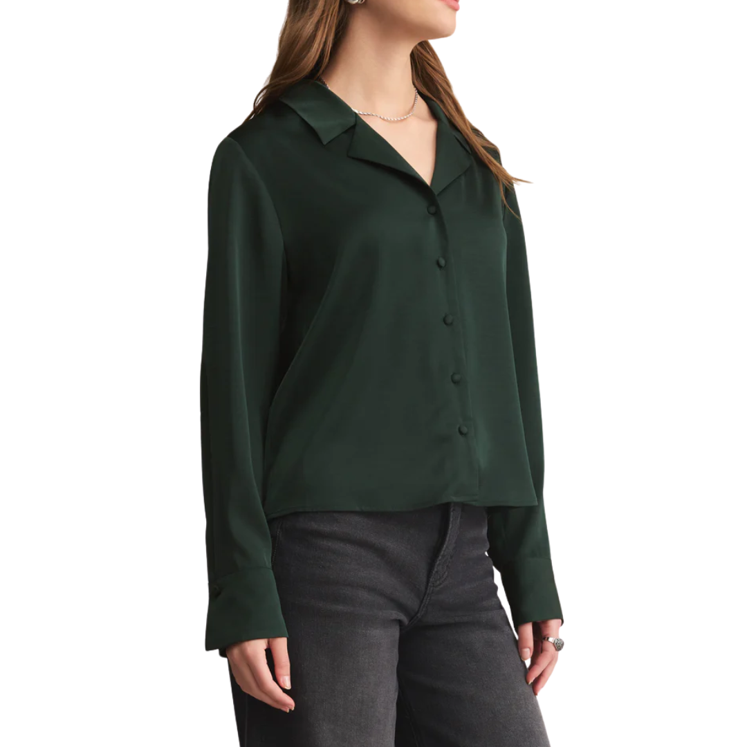 ANA SATIN TOP GREEN GARLAND