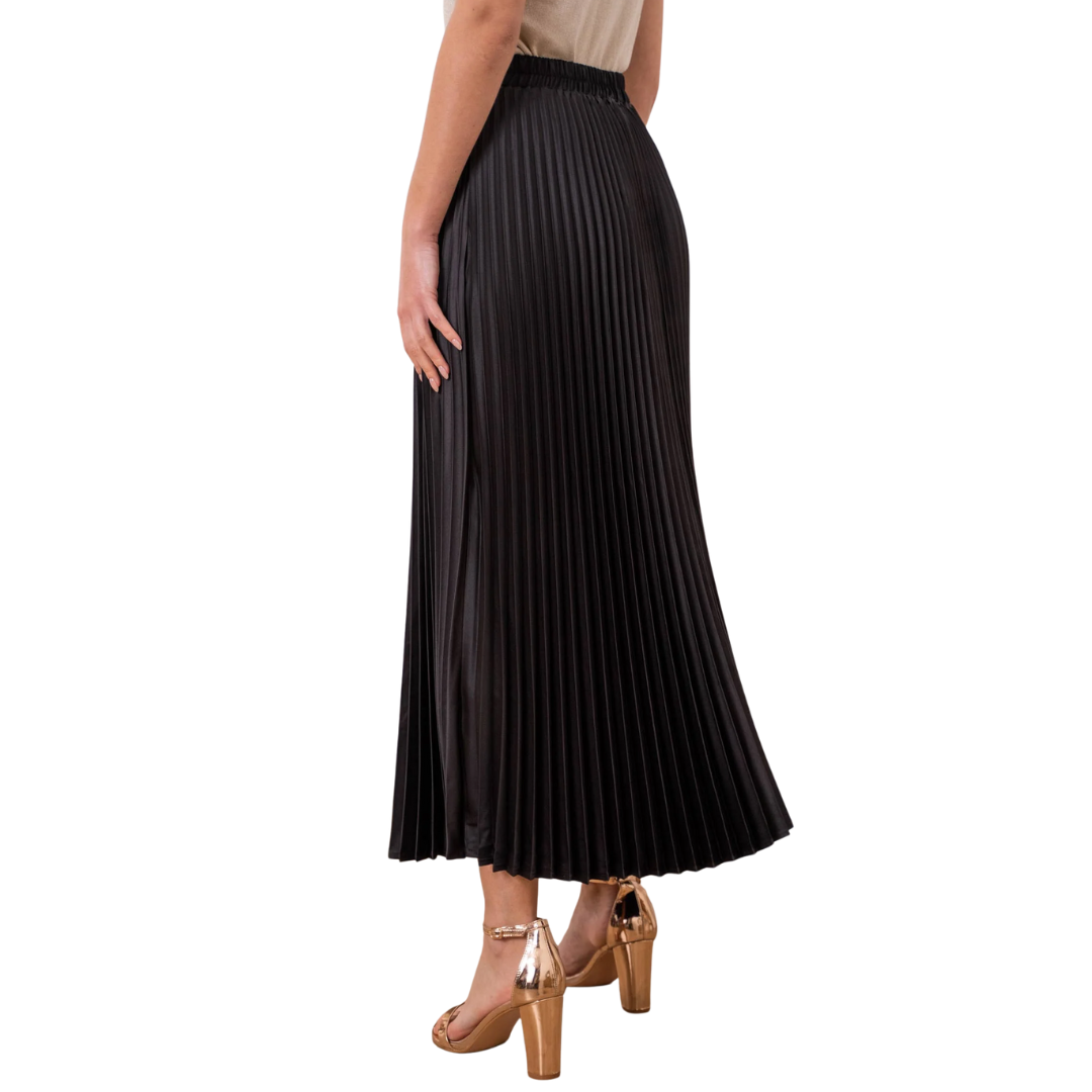 SATIN PLEATED SKIRT BLACK