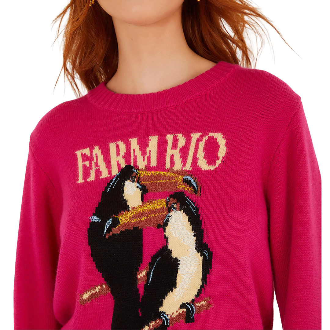 FARM RIO TOUCAN SWEATER PINK
