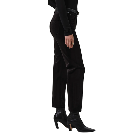 DELFINA VELVET STRAIGHT LEG BLACK