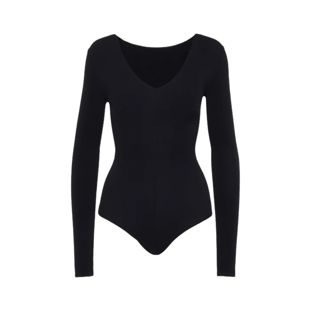 LONG SLEEVE CENTER SEAM BODYSUIT BLACK
