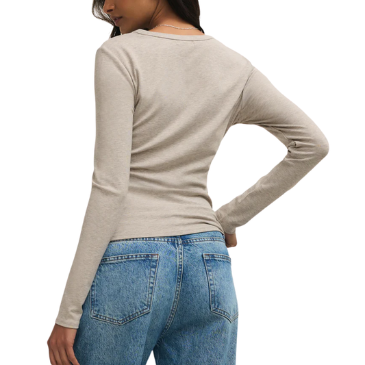 SECOND SKIN CREW LONG SLEEVE TOP NATURAL HEATHER