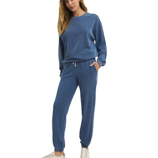 BOYFRIEND DENIM SWEATSHIRT CALYPSO BLUE INDIGO