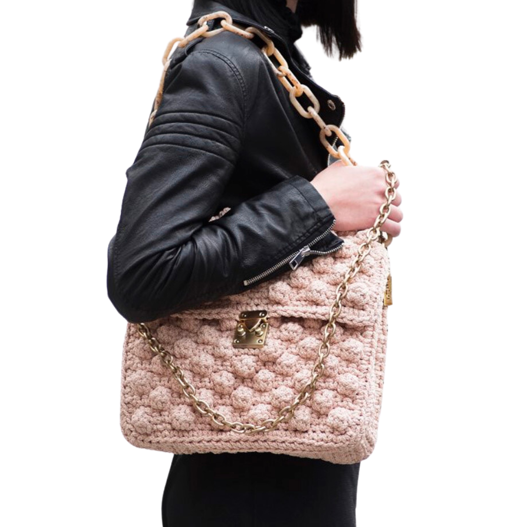 JUMBO BUBBLE NUDE BAG WITH TORTOISE CHAIN