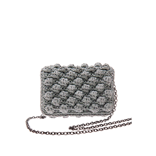 XSMALL SILVER BUBBLE BAG CROSSBODY CHAIN