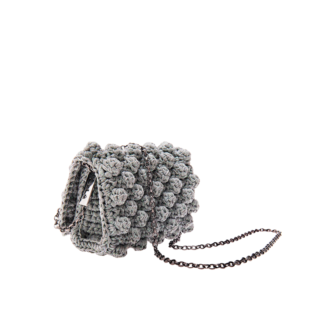 XSMALL SILVER BUBBLE BAG CROSSBODY CHAIN