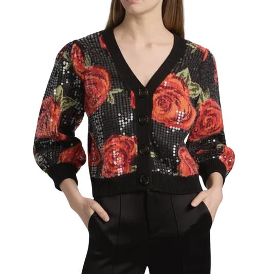 LATIN ROSES SEQUIN CARDIGAN