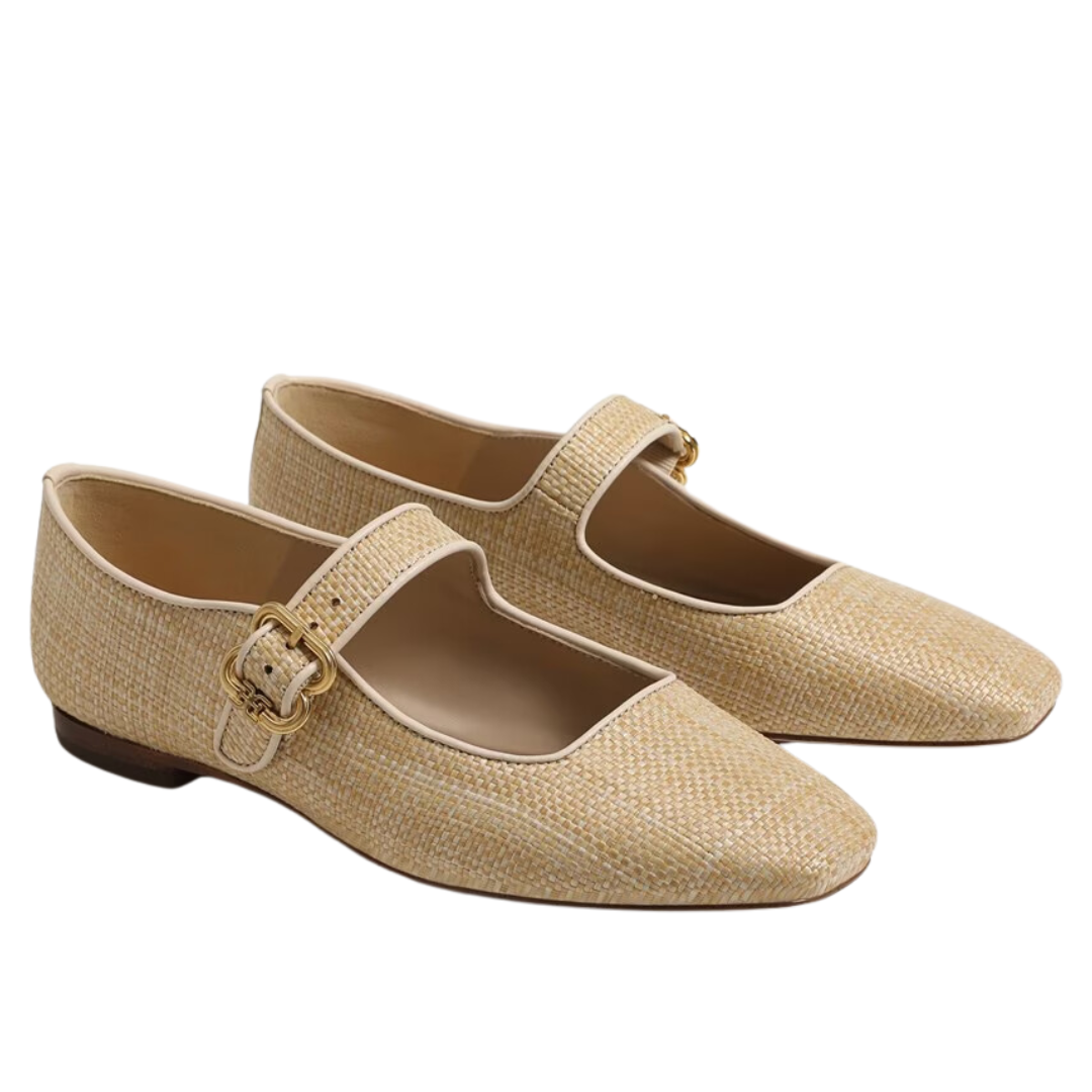 MICHAELA STRAP BALLET FLAT BEECHWOOD WEAVE