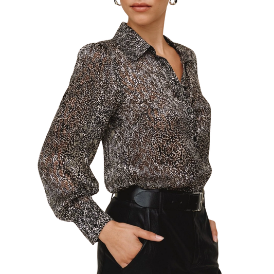 LONG SLEEVE BISHOP SLEEVE BUTTONDOWN SILVER