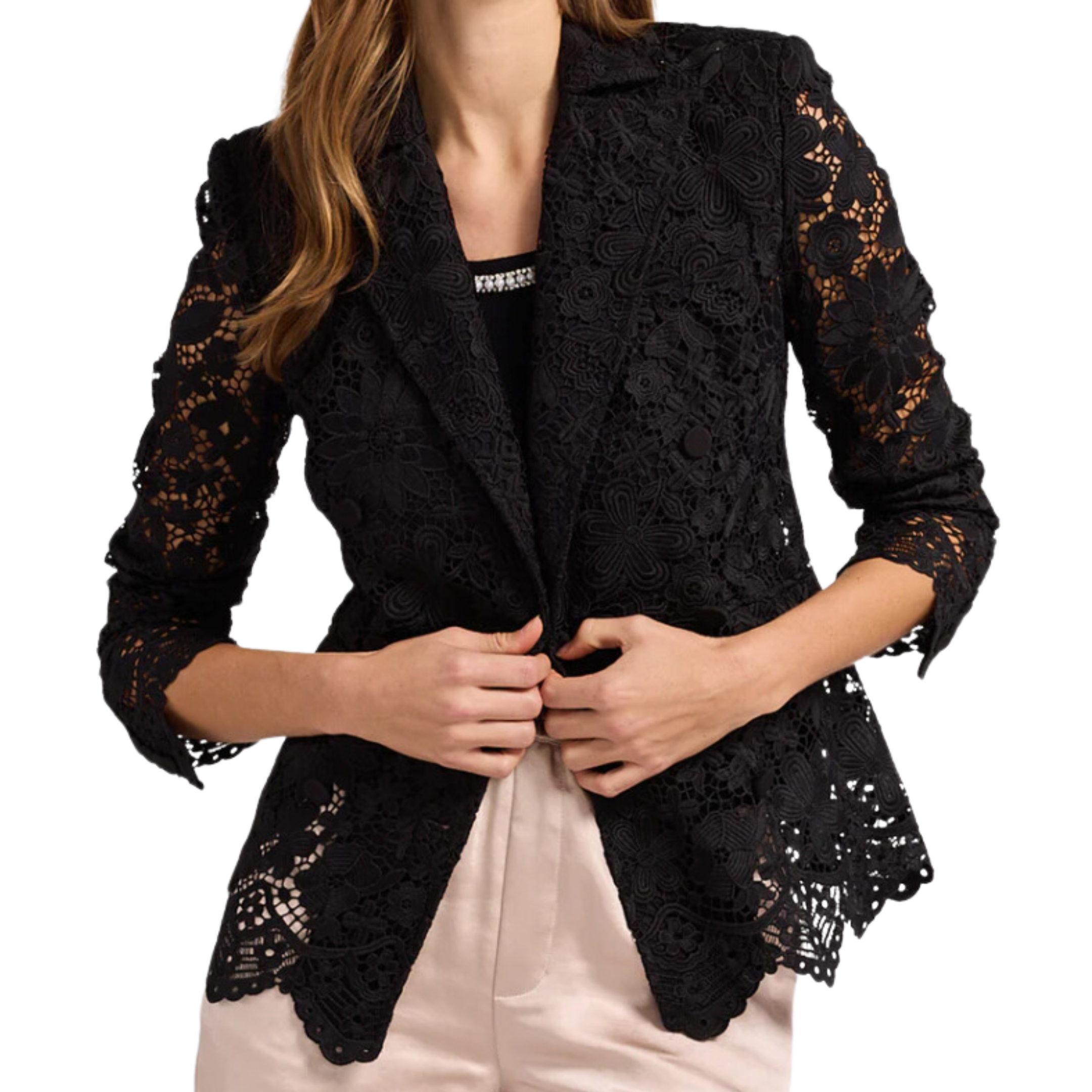 Lace on sale blazer black