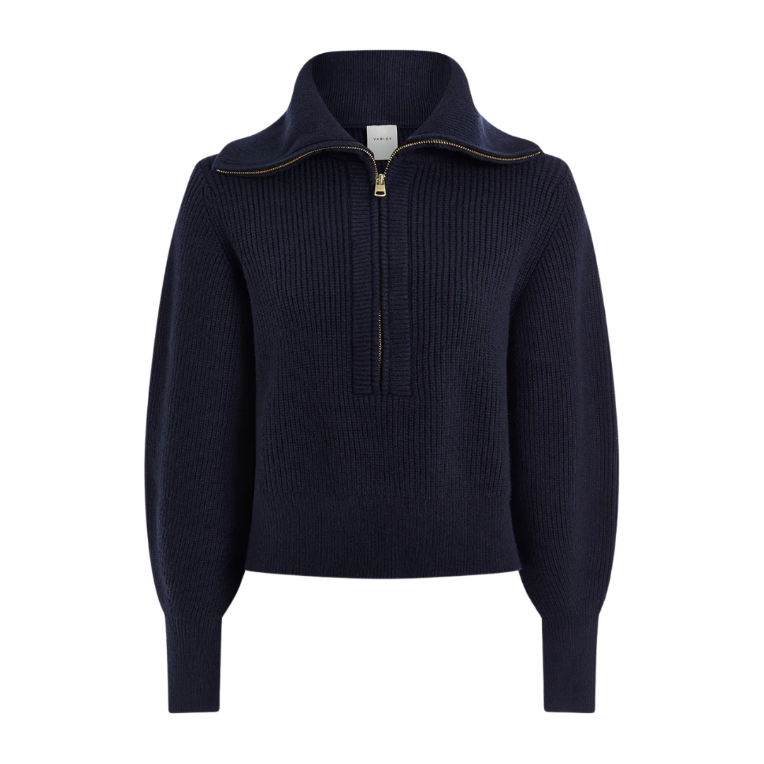 MAURA HALF ZIP RIB KNIT NAVY