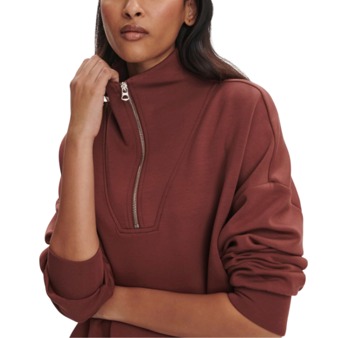 HAWLEY HALF ZIP TOP CINNAMON