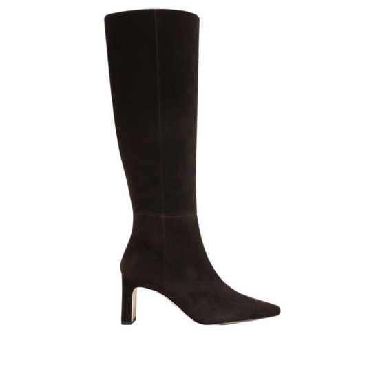 SYLVIA KNEE HIGH HEEL BOOT CHOCOLATE SUEDE