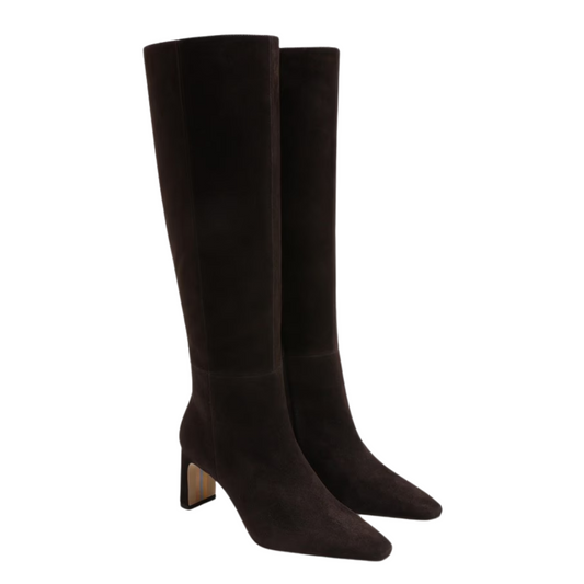 SYLVIA KNEE HIGH HEEL BOOT CHOCOLATE SUEDE
