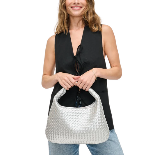 ADELA WOVEN HOBO SILVER