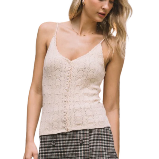 POINTELLE SCALLOP TANK TOP CREAM