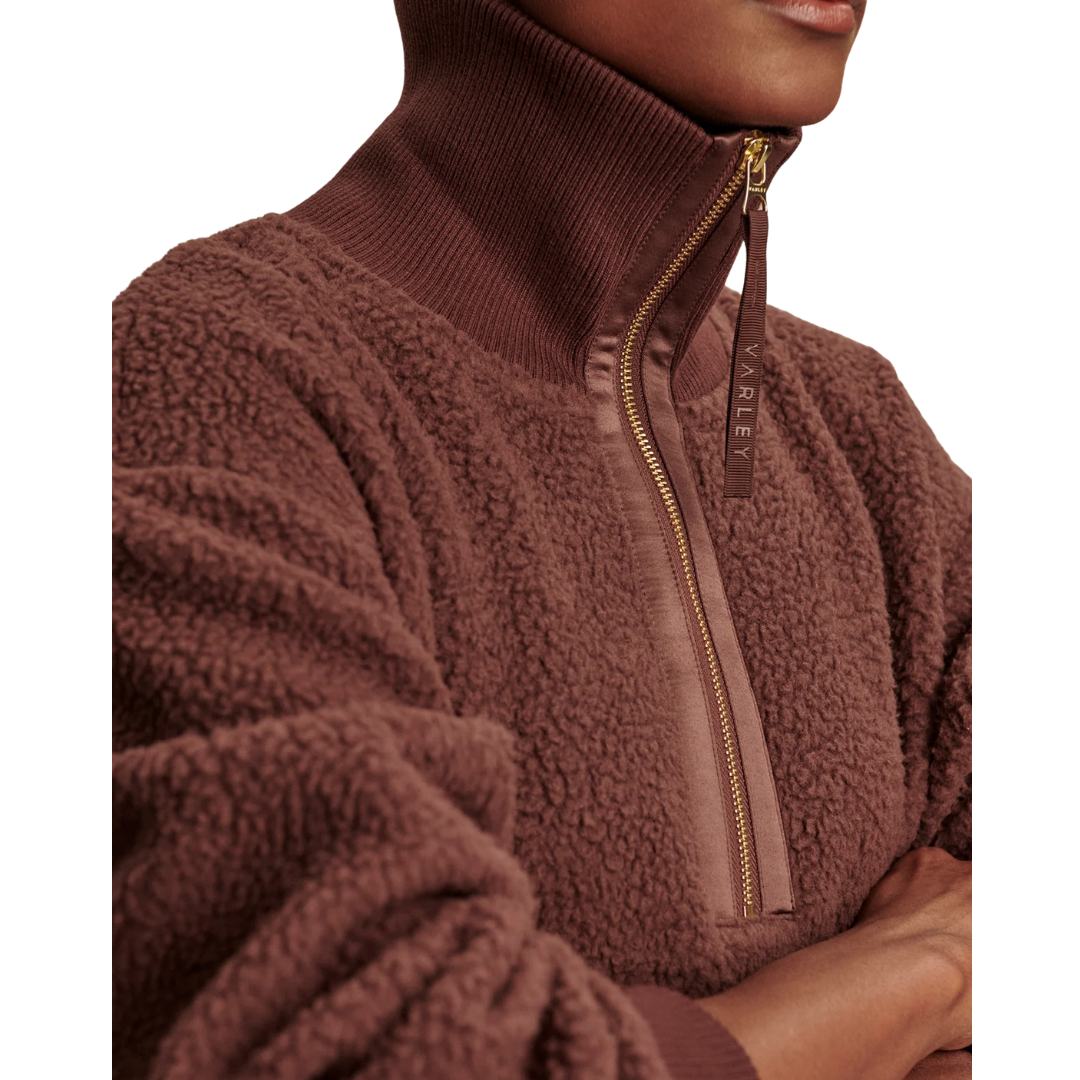 ROSELLE HALF ZIP FLEECE DEEP MAHOGANY