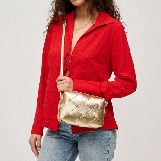 KENNEDY WOVEN CROSSBODY GOLD