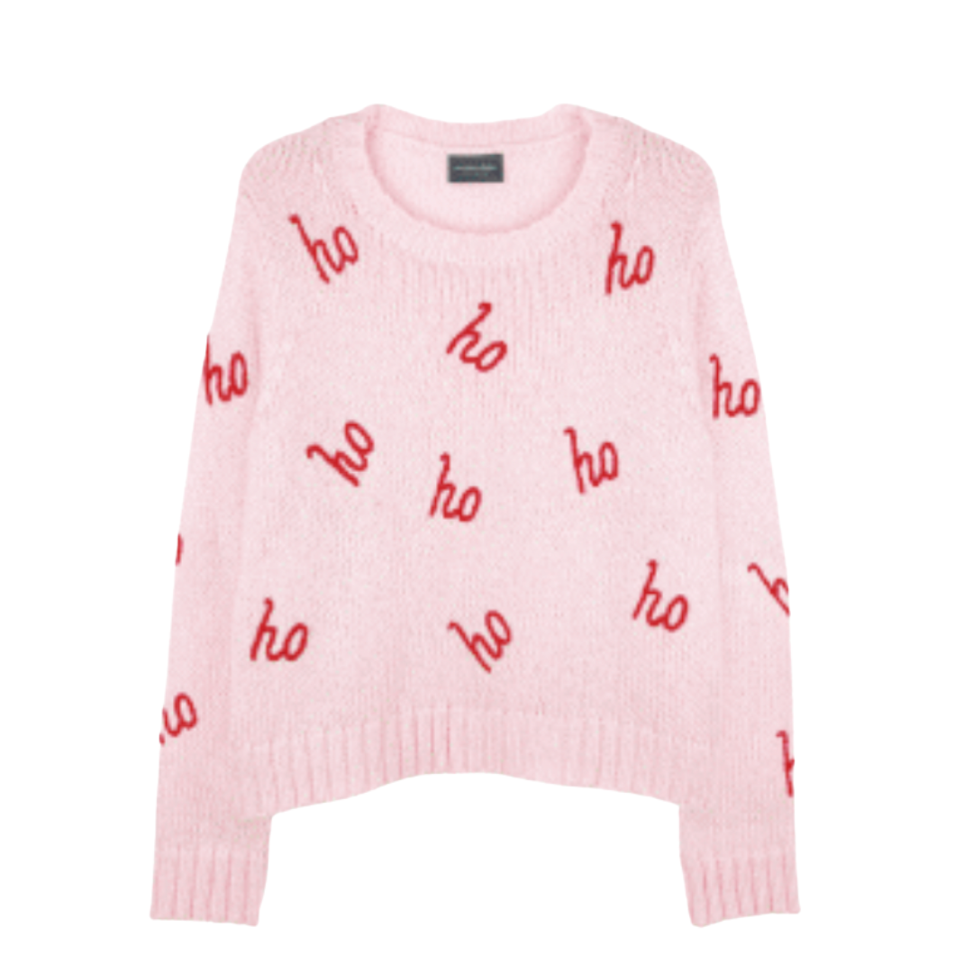 HO HO HO CHUNKY SWEATER PINK/RED