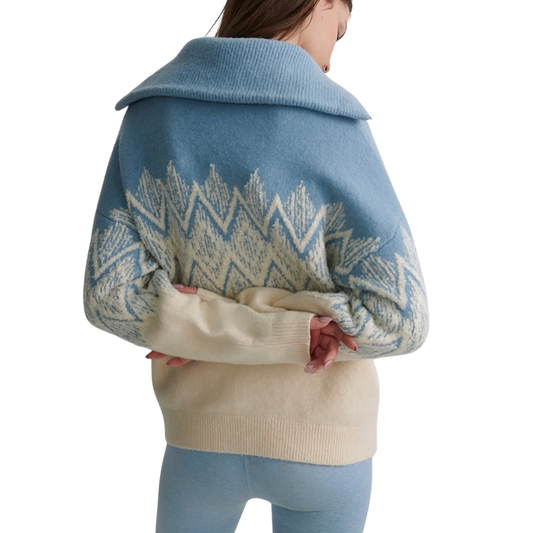 HEDDA FAIRISLE HALF ZIP BLUE