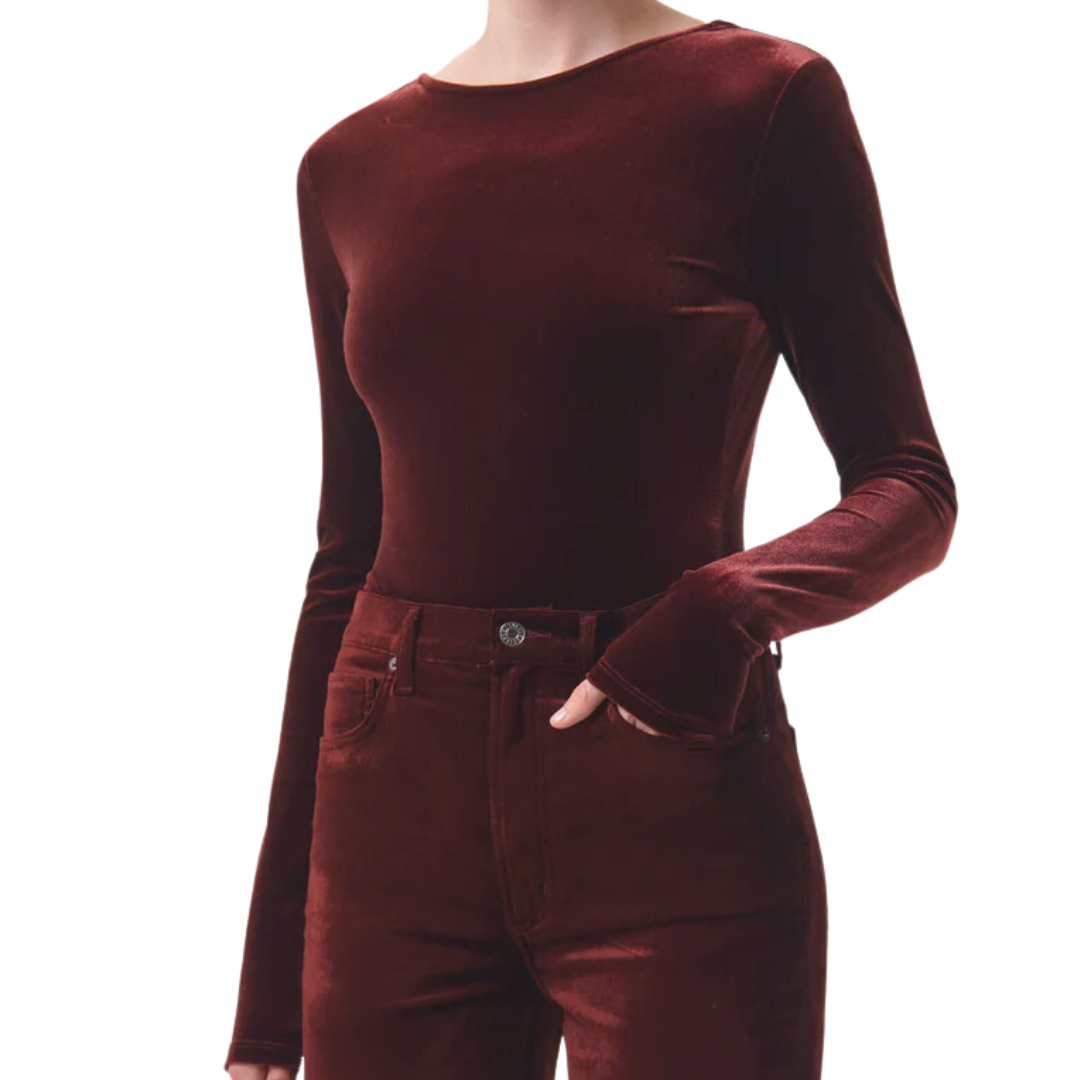 Shop Agolde Corrin Velvet Bodysuit