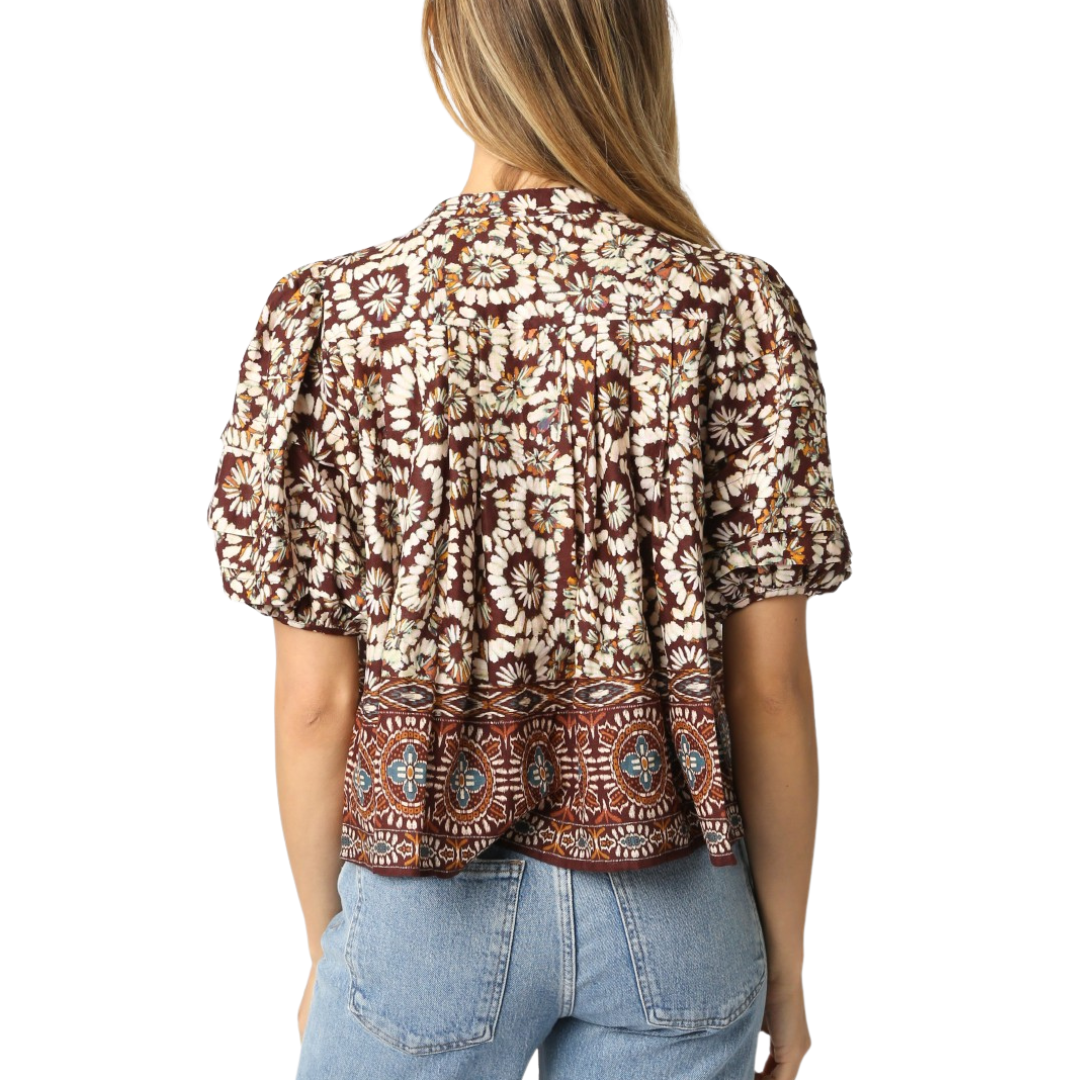 EVE MIX BALLOON SHIRT BROWN