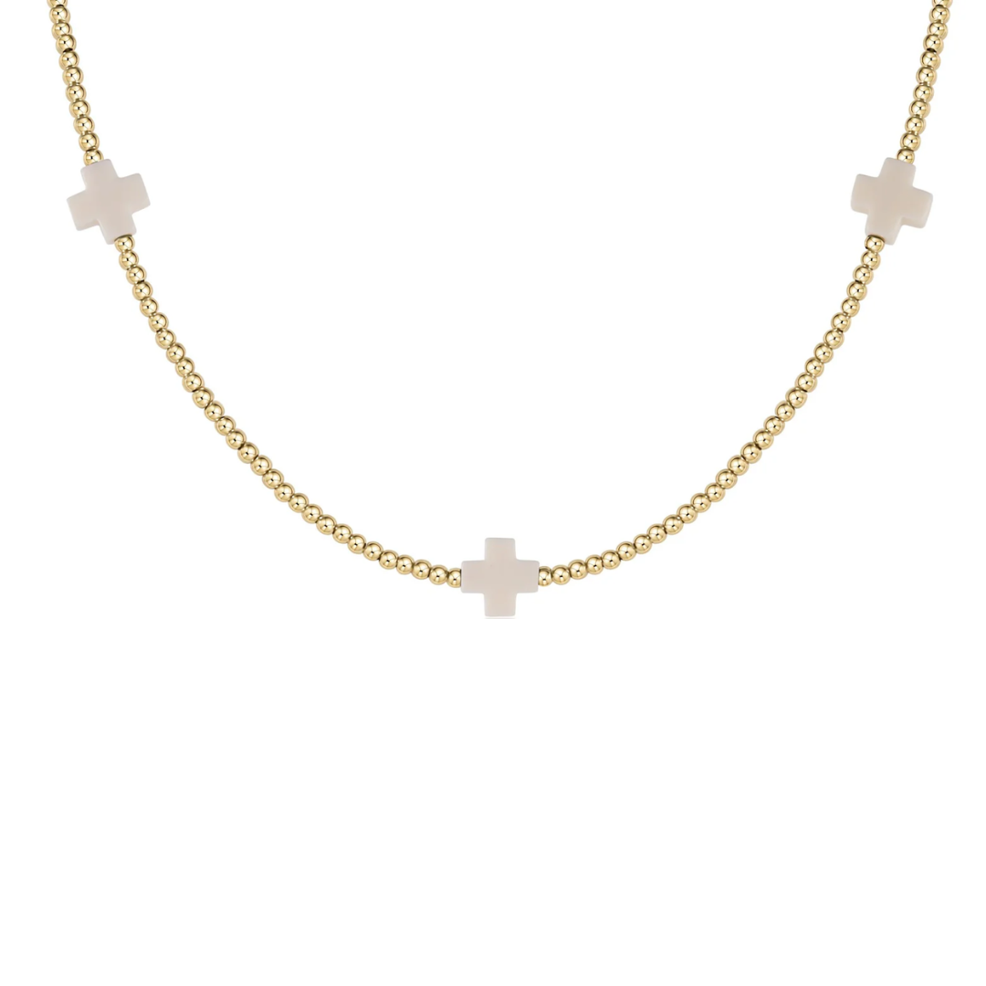 15" CHOKER SIGNATURE CROSS 2MM OFF WHITE