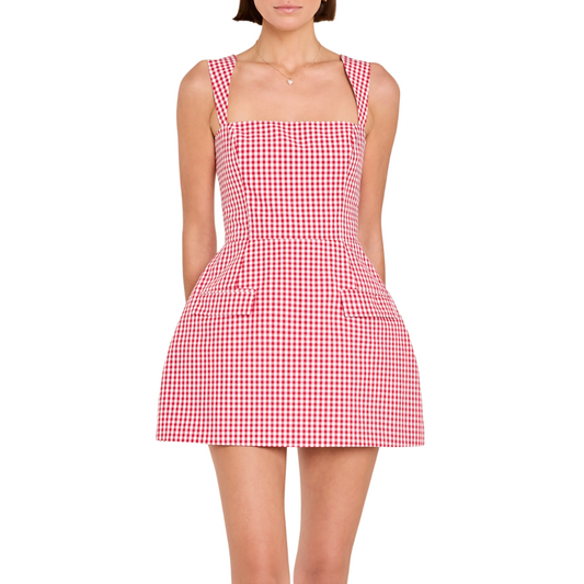 GINGHAM BETHANY SKORT ROMPER RED
