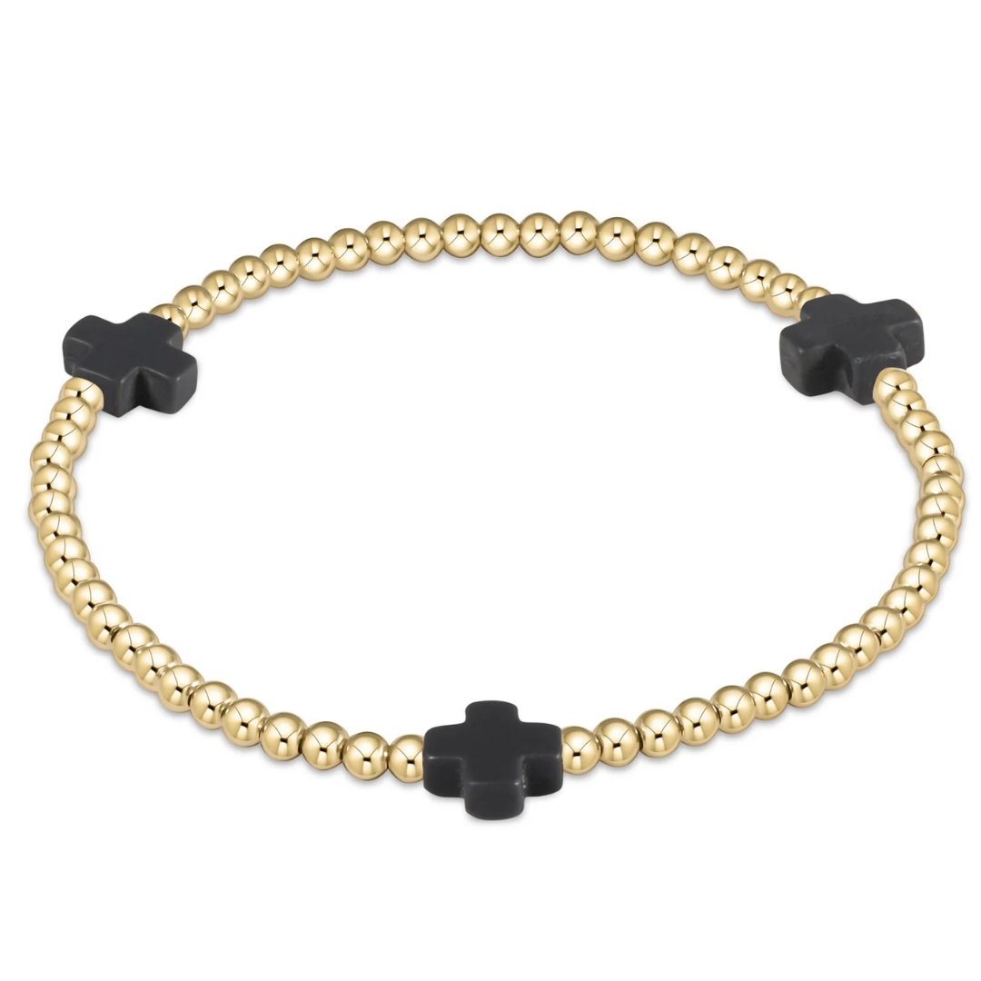 SIGNATURE CROSS GOLD 3MM ONYX BRACELET