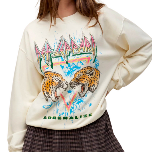 DEF LEPPARD ADRENALIZE BF CREW STONE VINTAGE