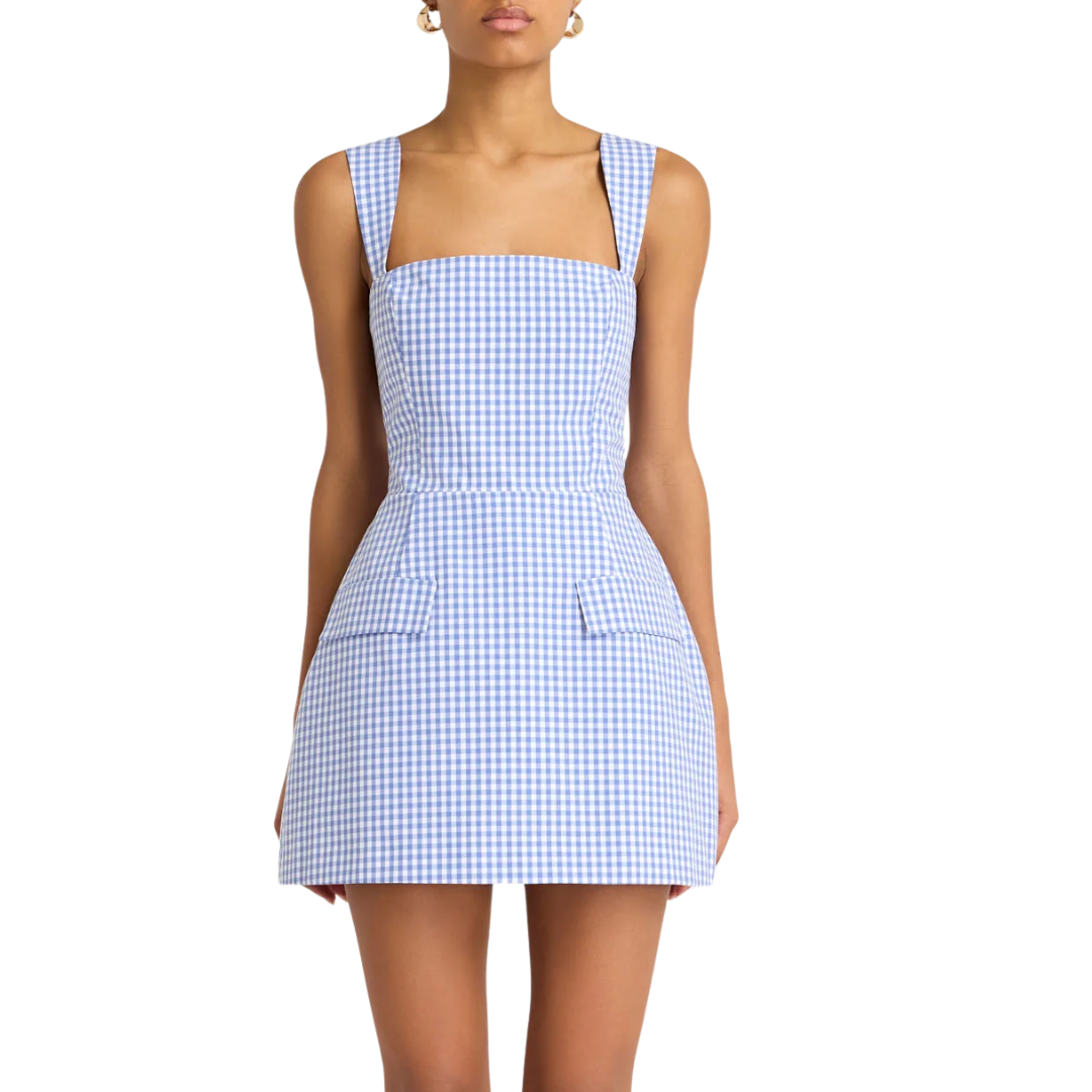 GINGHAM BETHANY SKORT ROMPER BLUE