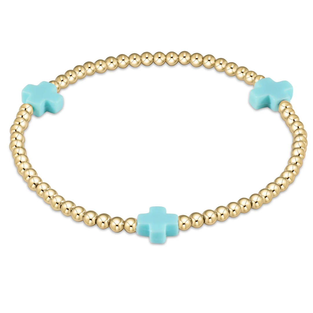 SIGNATURE CROSS GOLD 3MM TURQUOISE BRACELET