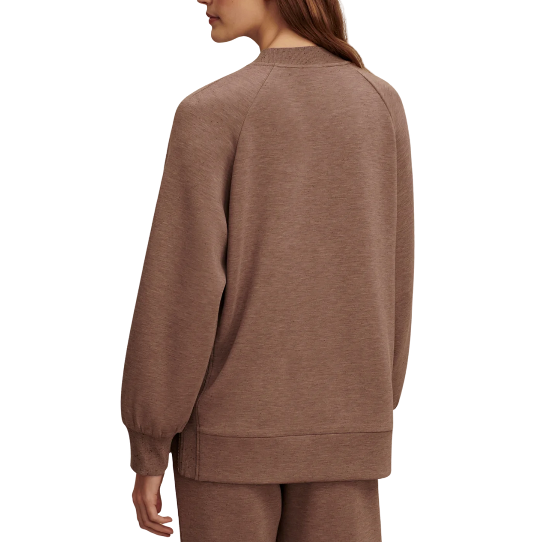 NICOLE BOYFRIEND TOP DEEP TAUPE MARL FLECK
