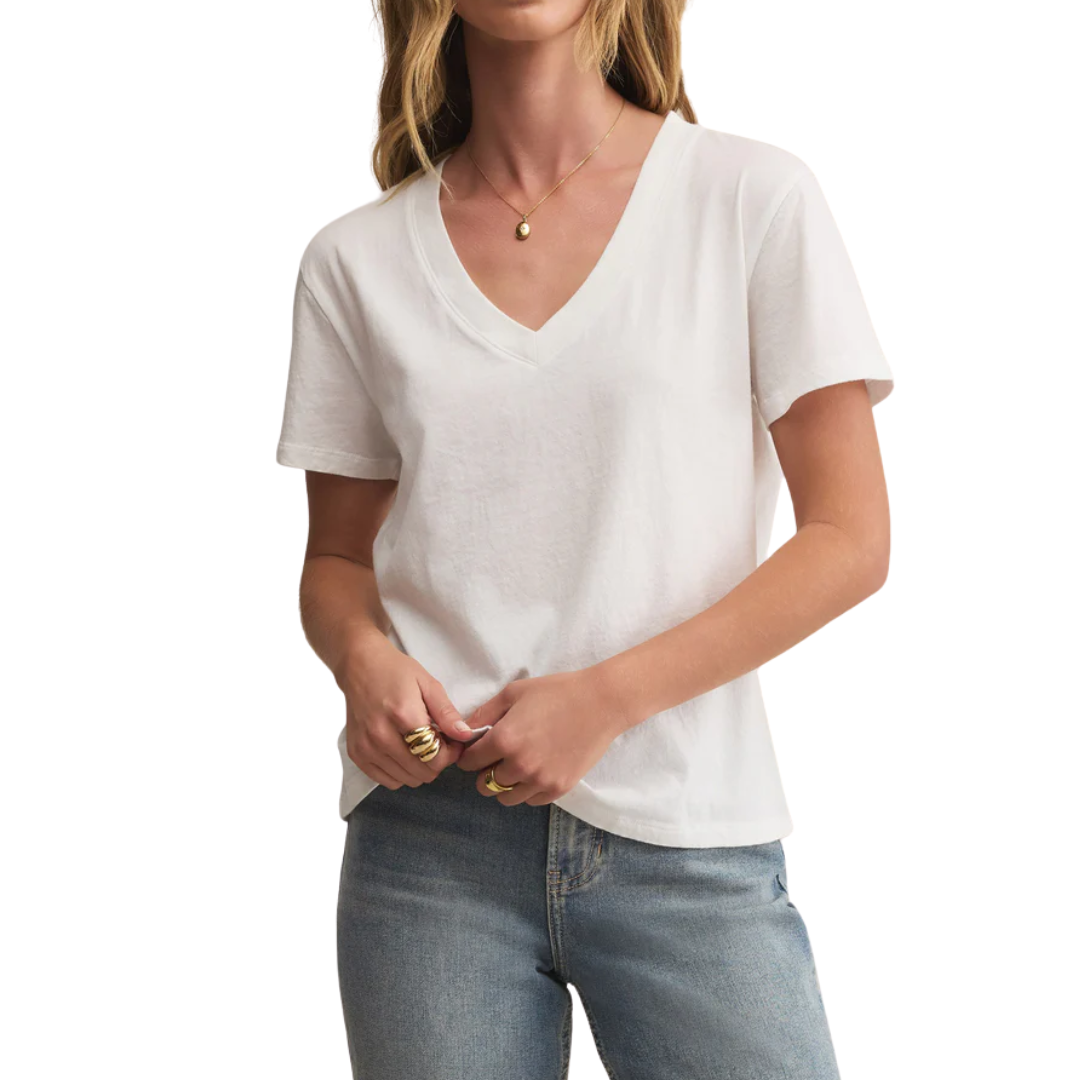 WEEKDAYS V-NECK TEE WHITE