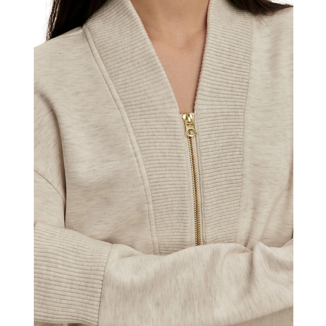 SALLY HALF ZIP TOP IVORY MARL