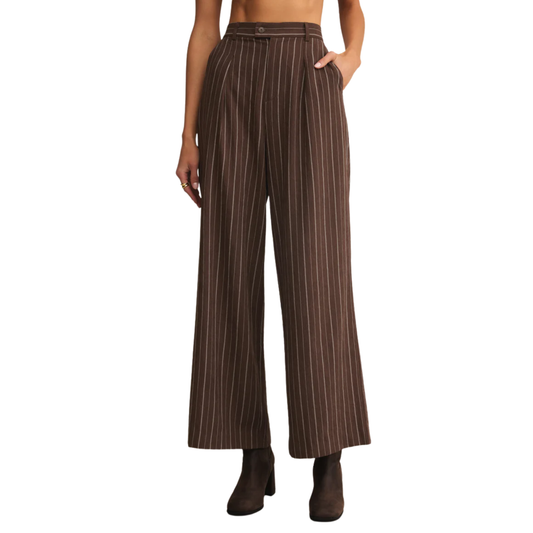 ALMA PINSTRIPE WIDE LEG PANT CHOCOLATE CHERRY