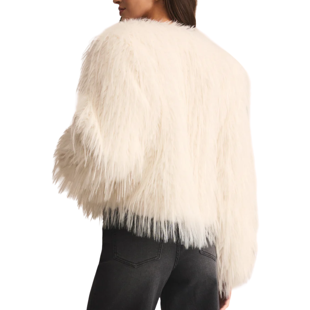 CYNDI FAUX FUR JACKET WARM WHITE