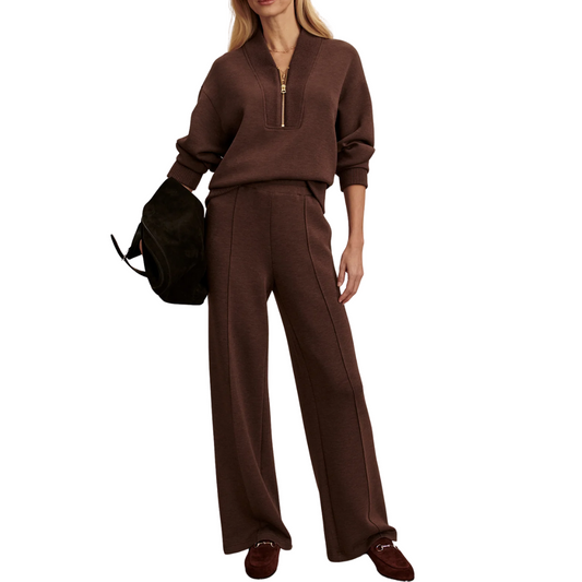 WIDE LEG PANT 28" COFFEE BEAN MARL